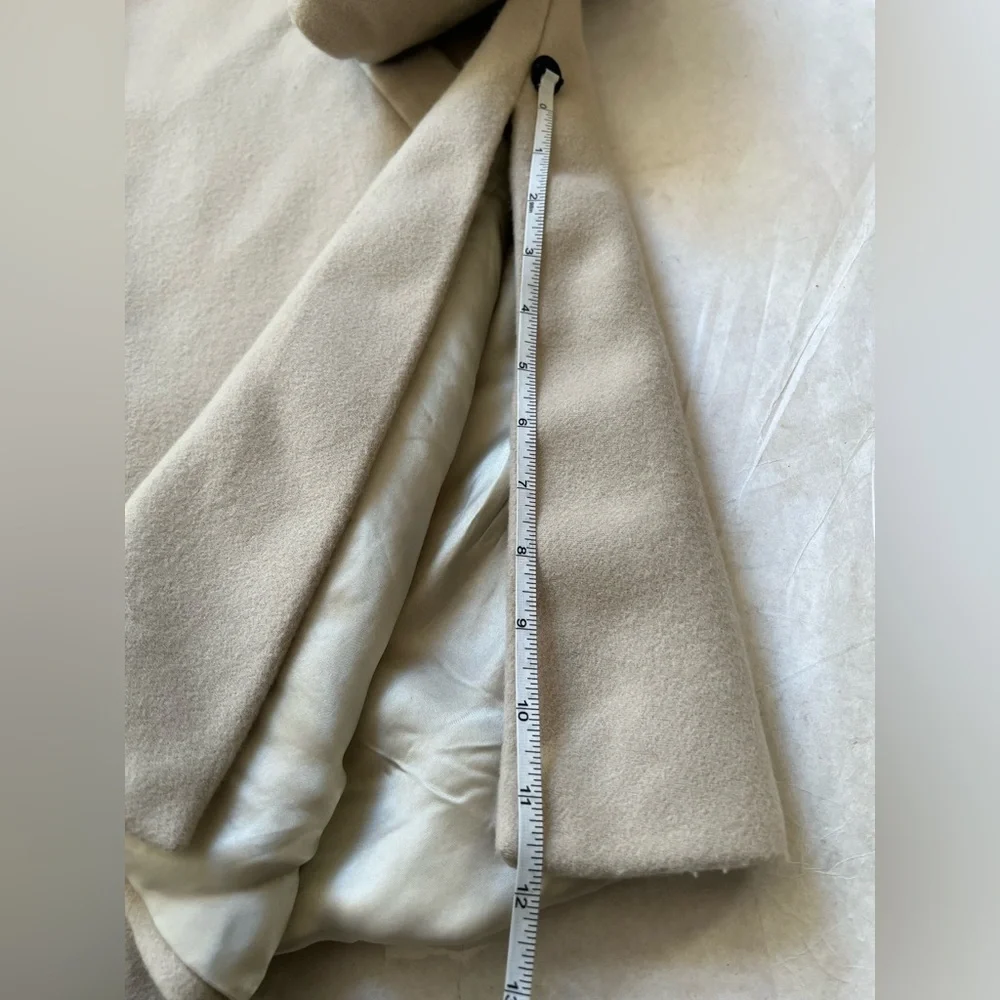 $356 United Arrows Beige Wool Women's Hooded Coat Sz JP38 US6 S Preppy Old money - Picture 12 of 15